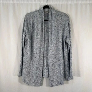 LOFT Cardigan Women's Medium Blue Grey Knit Open Front Long Sleeve Lightweight